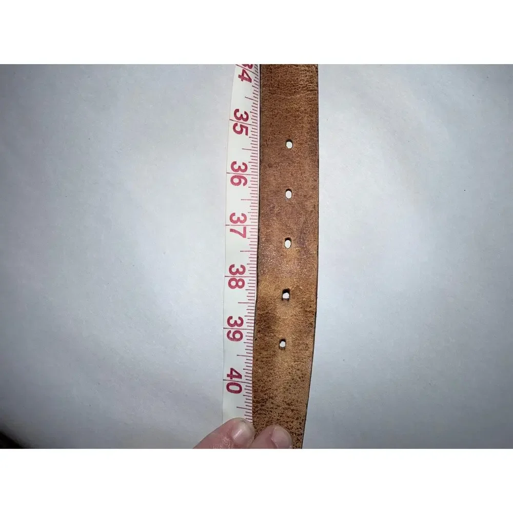 Brown distressed leather belt made in Mexico mens 38 staple rustic